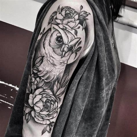 The following collection of 49 sleeve filler tattoo designs illustrate the possibilities for collectors to flesh out their large sleeve tattoos. . Owl half sleeve tattoo